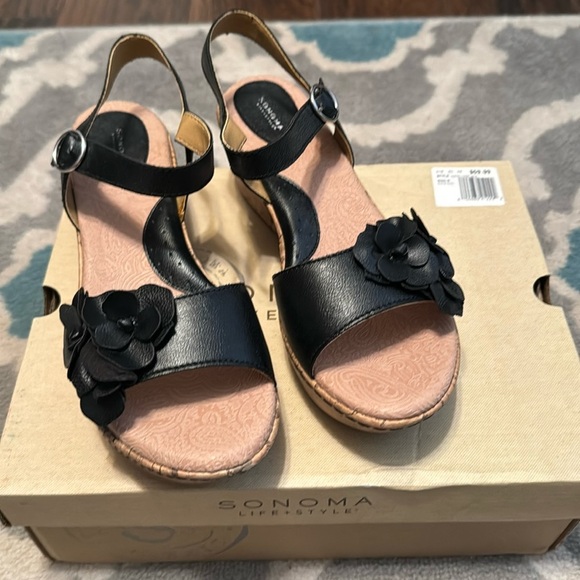 NIB Sonoma Black Cork Wedges - Size 8M - Picture 1 of 6